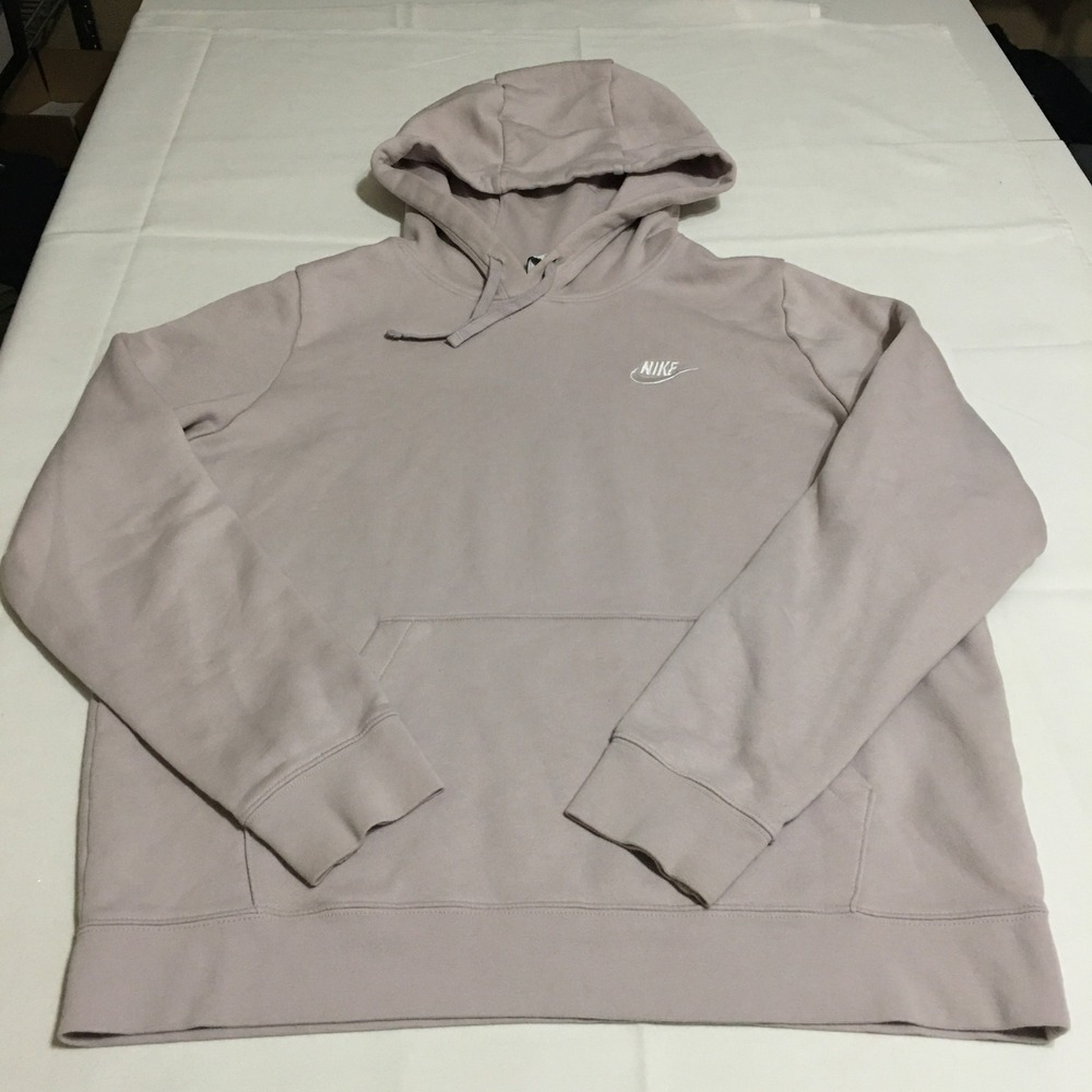 Nike Sportswear Club Fleece Pullover Hoodie Mens Large Mauve Pink Logo